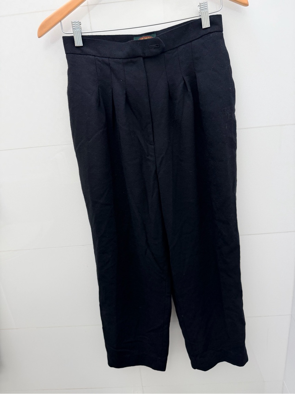 Charter Club Black High-Waist Pleated Pants 100% wool